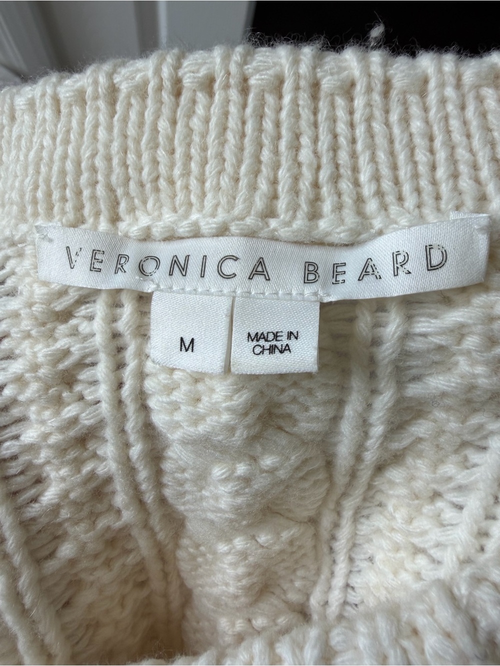 Veronica Beard Cream Cable Knit Crewneck Sweater - Picture 7 of 7
